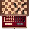 A&A 15 inch Walnut Wooden Chess Set with Storage Drawer, Triple Weighted Pieces, 3.0 inch King Height, Walnut & Maple Inlay, 2 Extra Queen, Classic 2 in 1 Chess and Checkers Board Game - Thumbnail 1