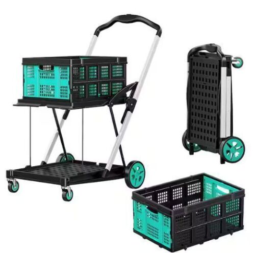 Tool cart 29.9 in. 200 lbs Multi Functional Collapsible Carts with 2 Storage Crates, Blue - Lot 3759