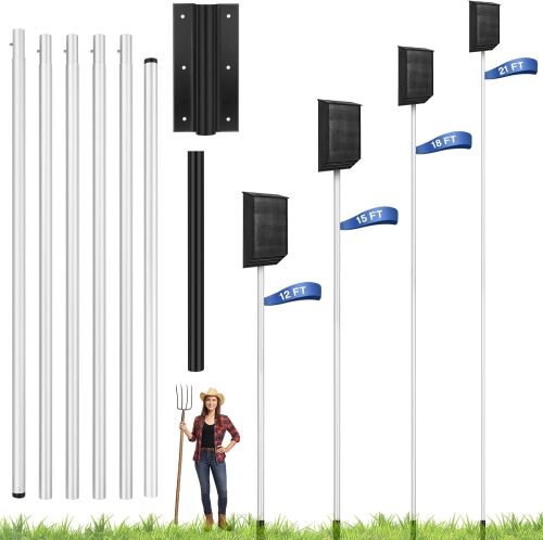 Yaocom 18 FT Telescoping Aluminum Purple Martin Bat House Pole, Bat House Kit with Ground Socket, Adjustable Heavy Duty 5-Section Pole, Bird Feeder Accessories for Outdoors - Lot 3789
