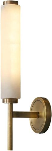 JIANGXMF Alabaster Wall Sconce Light LED 3000K Warm Light Indoor Wall Decor Cylindrical Marble lampshade Wall Mount Lamp H65 All-Copper lamp Body for Kitchen Bedroom Living Room Vanity (Gold) - Lot 3835