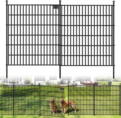 Toolterritary 10 Panels No Dig Garden Fence with Gate, 32 in(H) X24.2 ft(L) Metal Fence Panels, Thickened Rustproof Garden Fencing, Animal Barrier Fence for Dogs, Rabbits, and Patio - Lot 3806