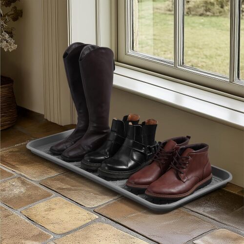Navaris Boot Trays for Entryway (Set of 3) - 30" x 15" Large Waterproof Shoe Tray for Winter Shoes Boots - Indoor, Front Door, Mudroom, Garage - Gray - Lot 3861