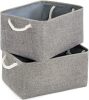 TheWarmHome Large Storage Bins Basket, 2 Pack Grey Fabric Storage Cubes for Changing Table Nursery Livingroom Kidsroom Playroom Toy, Collapsible Storage Baskets for organizing Shelves Closet - Thumbnail 1