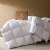 Pacific Coast Goose Feather Down Fiber Comforters Queen Size, Extra Fluffy White Duvet Insert, Ultra-Soft, Breathable, All Season Hotel Luxury Bedding Comforters, 8 Corner & Center Loops - Thumbnail 1
