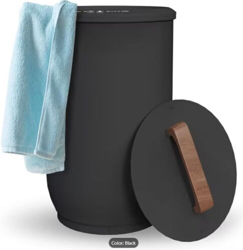 Large Towel Warmer for Bathroom - Heated Towel Warmers Bucket, Wood Handle, Auto Shut Off, Fits Up to Two 40"X70" Oversized Towels, Bathrobes, Blankets - Lot 3837