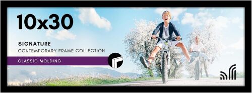 Americanflat 10x30 Picture Frame with Polished Plexiglass - Signature Collection - Gallery-Style Frames Made of Engineered Wood - Photo Frame for Wall Display - Black - Lot 3852