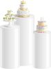 White Cylinder Stands for Party, White Round Pedestal Stand, Party Cylinders Set of 3 Stand for Wedding Birthday Baby Show Decor - Thumbnail 1