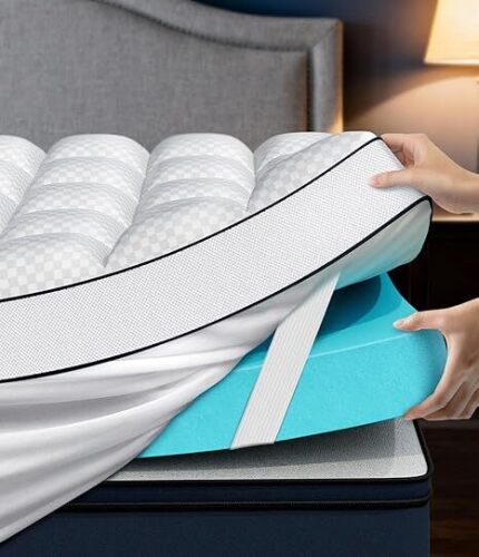 Panyu Dual Layer 4 Inch Memory Foam Mattress Topper Queen Size, 2" Cooling Gel Memory Foam & 2" Pillow Top Bed Topper, CertiPUR-US Mattress Cover for Pressure Relief, 21" Deep Pocket, White - Lot 3843