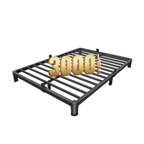 Maf 4 Inch Queen Metal Platform Bed Frame With Round Corner Legs, 3000 Lbs Heavy Duty Steel Slats Support, Noise Free, No Box Spring Needed, Easy Assembly - Lot 3893