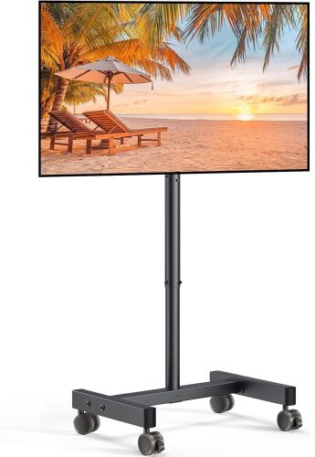 Perlegear Mobile TV Cart, Rolling TV Stand for 13-50 inch with 30° Tilt Universal TVs Cart for LED/LCD/OLED Height Adjustable Floor TV Stand Holds 44lbs Portable Monitor Stand Max VESA 200x200mm - Lot 3849