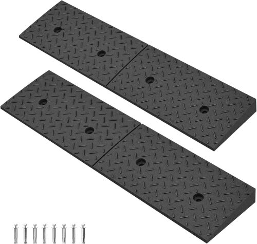 ROKENPOY 2 Pack 1.5'' Rise Driveway Curb for Ramps,Driveway Ramp Car Slope Ramp for Loading Dock Bike Vehicle Warehouse Sidewalk Wheelchair - Lot 3869