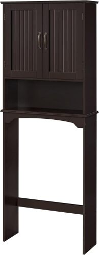 Yaheetech Over The Toilet Storage with 2 Doors & Adjustable Shelf, Free Standing Toilet Rack Wooden Space-saving Collect Cabinet, Bathroom Furniture - Lot 3905