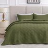 Love's cabin California King Size Quilt Bedding Set Olive Green Bedspread - Cal King Summer Lightweight Bedspread Comforter - Wave Pattern Coverlet for All Season - 3 Pieces (1 Quilt, 2 Pillow Shams) - Thumbnail 1
