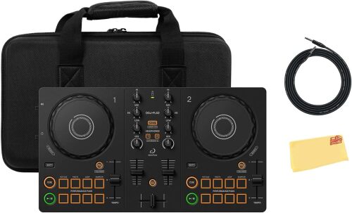 Pioneer DJ AlphaTheta DDJ-FLX2 Compact 2-Channel DJ Controller Bundle with Case, Instrument Cable, and Austin Bazaar Polishing Cloth - Lot 3999