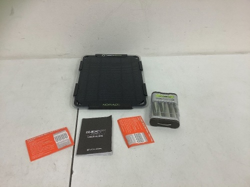 Goal Zero Nomad 5 + Guide 12 Solar Kit, Retail $89.99, E-Commerce Return, Sold as is - Lot 20B