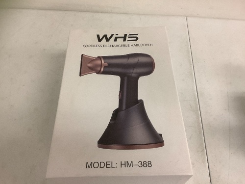WHS Cordless Rechargeable Hair Dryer, Appears New, Sold as is - Lot 33B