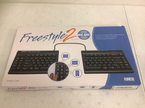 KINESIS Freestyle2 Blue Wireless Keyboard for Mac, Retail $99.00, Appears New, Sold as is - Lot 209