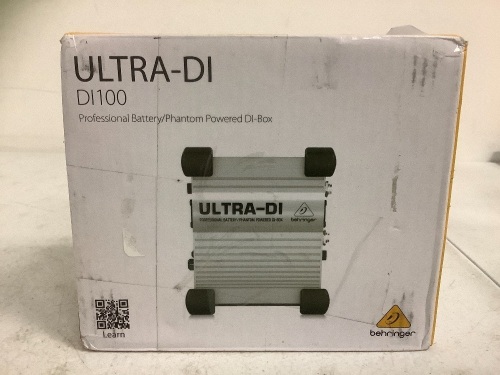 Behringer Ultra-Di DI100 Professional Battery/Phantom Powered DI-Box, Appears New, Sold as is - Lot 287