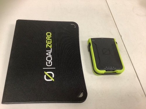 Goal Zero Venture 30 + Nomad 10 Solar Kit, Retail $179.99, Powers Up, E-Commerce Return, Sold as is - Lot 626
