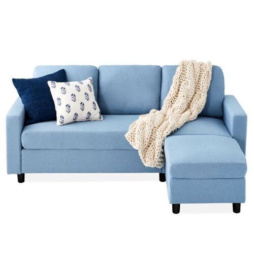 Upholstered Sectional Sofa Couch w/ Chaise Lounge, Reversible Ottoman Bench - Lot 19