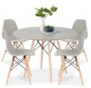 5-Piece Mid-Century Modern Dining Set w/ 4 Chairs, Wooden Legs, Metal Frame - Thumbnail 1
