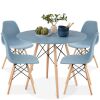 5-Piece Mid-Century Modern Dining Set w/ 4 Chairs, Wooden Legs, Metal Frame - Thumbnail 1