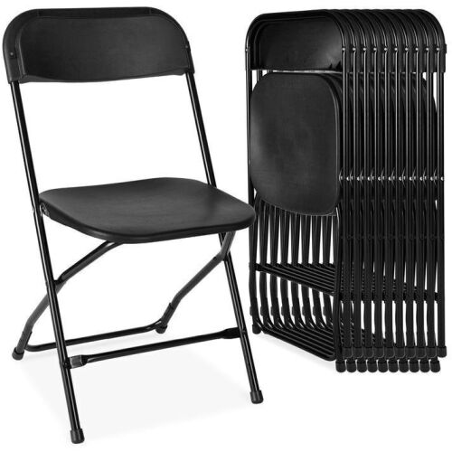 Set of 10 Folding Stacking Plastic Chairs w/ Non-Slip Feet - Lot 86