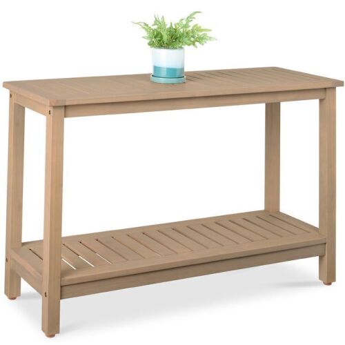 2-Shelf Wooden Console Table Storage Organizer w/ Natural Finish - 48in - Lot 90
