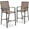 Set of 2 Outdoor Barstools, Patio Chairs w/ Footrests, All-Weather Mesh - Thumbnail 1