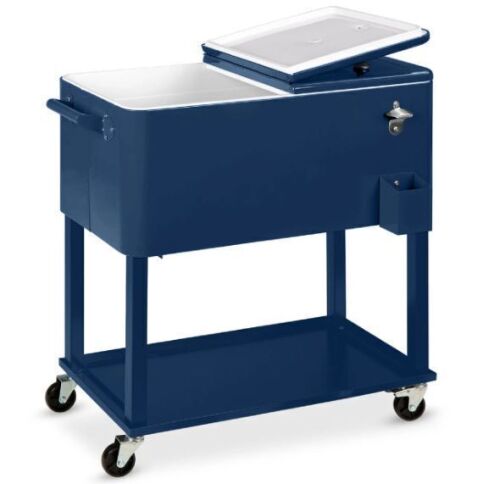 Portable Rolling Cooler Cart w/ Bottle Opener, Catch Tray - 80qt - Lot 99