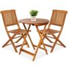 3-Piece Acacia Wood Bistro Set w/ Folding Table, 2 Chairs - Scratches on Back of 1 Chair - Thumbnail 1