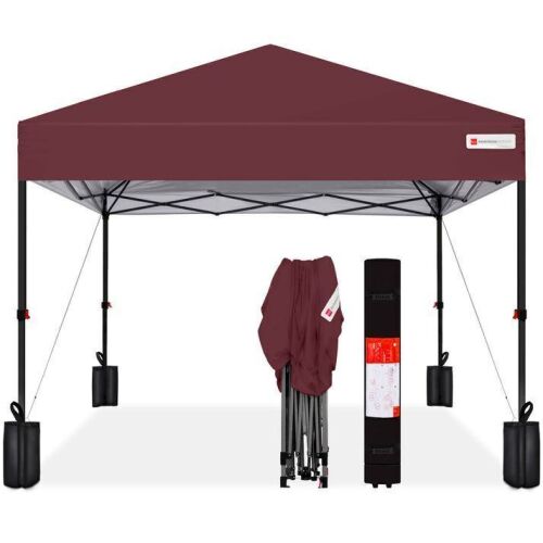 One-Person Setup Instant Pop Up Canopy w/ Case, 4 Weight Bags - 10x10ft - Lot 124