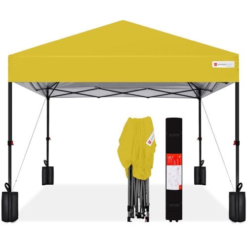 One-Person Setup Instant Pop Up Canopy w/ Case, 4 Weight Bags,12x12ft - Ripped Carry Bag - Lot 126