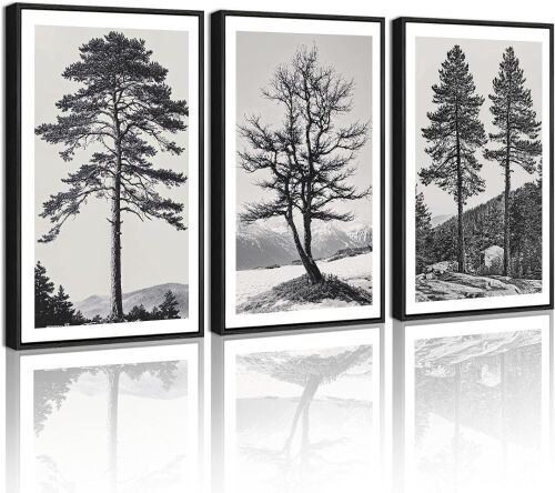 Vintage Black Gray Forest Wall Art Framed, 3 pc - Lot 264