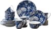 222 Fifth Adelaide 16-Piece Dark Blue Porcelain Dinnerware Set, Service for 4 - Thumbnail 1