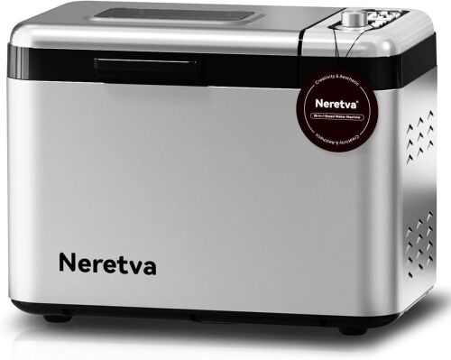 Neretva 3.3LB Larger Bread Machine 15-in-1 Stainless Steel & Nonstick Ceramic Pan & Auto Nut Dispenser - Lot 355
