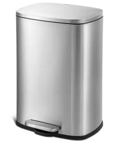 Qualiazero 13 Gal. Stainless Steel Kitchen Trashcan, Step-on, Rectangle - Lot 420JF