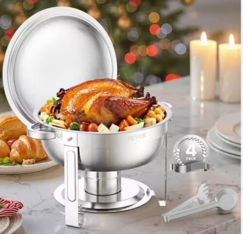 VEVOR 5 qt. Stainless Steel Chafing Dish with Handle, 4 Pack - Lot 442JF