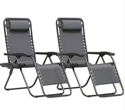 Zero Gravity Black Metal Lawn Chair, Set of 2 - Lot 497JF