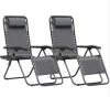 Zero Gravity Black Metal Lawn Chair, Set of 2 - Thumbnail 1