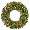 48" Pre-Lit Artificial Christmas Wreath w/Berries & Pinecones, Lights - Thumbnail 1