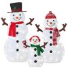2D Lighted Snowman Family Set Outdoor Yard Decor w/ Twinkling LED Lights - Thumbnail 1