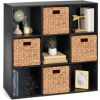 9-Cube Bookshelf Storage Display w/ 3 Removable Panels, Customizable Design - Thumbnail 1