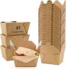 EcoDispose 30 oz Kraft Paper Fold To Go Containers, Microwaveable Leak and Grease Proof, 450 Pack - Thumbnail 1