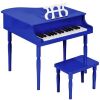 Kids Mini Wooden Grand Piano w/ Lid, Bench, Music Rack, Song Book, Stickers - Thumbnail 1