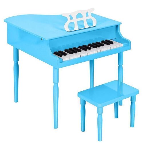 Kids Mini Wooden Grand Piano w/ Lid, Bench, Music Rack, Song Book, Stickers - Lot 637