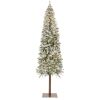 6' Pre-Lit Flocked Alpine Slim Pencil Christmas Tree w/ LED Lights, Stand - Thumbnail 1