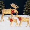 3-Piece Lighted 2D Christmas Moose Set Outdoor Decor w/ 195 LED Lights - 4ft - Thumbnail 1