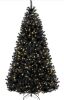 7.5' Pre-Lit Artificial Black Christmas Tree w/ Incandescent Lights, Metal Stand - Thumbnail 1