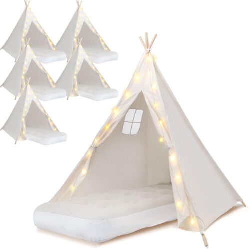 6 Pack Teepee Tent for Kids with Light String and Inflatable Airbed - Lot 158